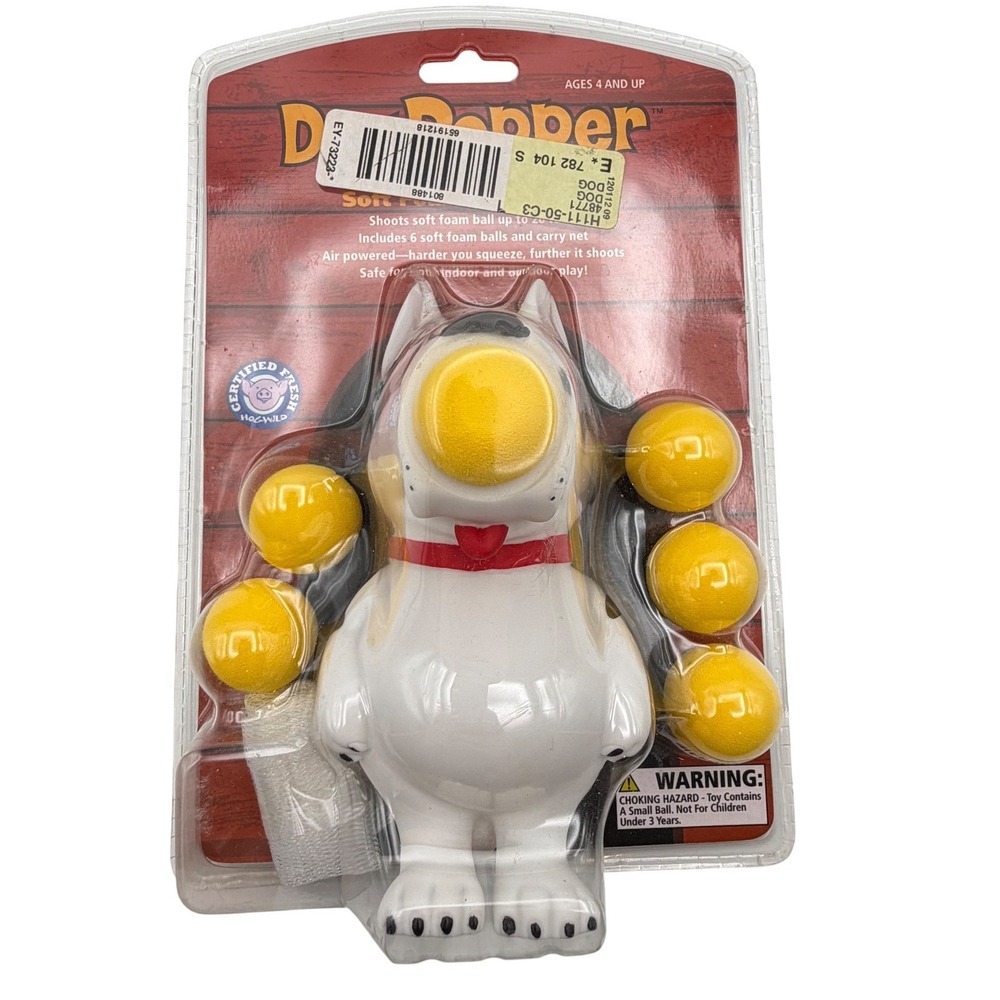 Hog Wild Dog Popper Soft‎ Foam Ball Launcher Toy with 6 Balls and Carry Net